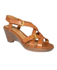 Take a walk on the adventurous side. The Blondel strappy wedge sandals create a purely feminine design out of traditional outdoor sandal style. Take a walk on the adventurous side. The Blondel strappy wedge sandals create a purely feminine design out of traditional outdoor sandal style.