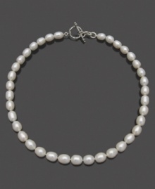 Perfectly luminous cultured freshwater pearls (8-1/2-9-1/2 mm) grace Belle de Mer's gorgeous strand necklace. Trendy toggle clasp crafted in sterling silver. Approximate length: 18 inches. Perfectly luminous cultured freshwater pearls (8-1/2-9-1/2 mm) grace Belle de Mer's gorgeous strand necklace. Trendy toggle clasp crafted in sterling silver. Approximate length: 18 inches.