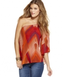 Bold print plus a stunning asymmetrical sleeve make this top from Jessica Simpson the one to beat! Rock it with a stack of fab accessories for a night look that's appropriately chic! Bold print plus a stunning asymmetrical sleeve make this top from Jessica Simpson the one to beat! Rock it with a stack of fab accessories for a night look that's appropriately chic!