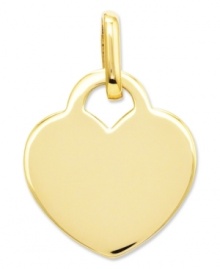 Sweet and simple. This romantic polished heart charm will make the perfect addition to any necklace or bracelet. Crafted in 14k gold. Chain not included. Approximate length: 4/5 inch. Approximate width: 3/5 inch. Sweet and simple. This romantic polished heart charm will make the perfect addition to any necklace or bracelet. Crafted in 14k gold. Chain not included. Approximate length: 4/5 inch. Approximate width: 3/5 inch.