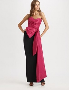A dramatically draped bow sash lends drama to this floor-length silk crepe design.Strapless sweetheart necklineWaist bow with side drapeConcealed back zipBack ventFully linedAbout 42 from natural waistSilkDry cleanImportedModel shown is 5'11 (180cm) wearing US size 4. A dramatically draped bow sash lends drama to this floor-length silk crepe design.Strapless sweetheart necklineWaist bow with side drapeConcealed back zipBack ventFully linedAbout 42 from natural waistSilkDry cleanImportedModel shown is 5'11 (180cm) wearing US size 4.