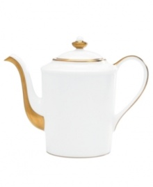 Pour after-dinner coffee from this simply beautiful gold-rimmed pot and make dining at home feel like a four-star affair. Pour after-dinner coffee from this simply beautiful gold-rimmed pot and make dining at home feel like a four-star affair.
