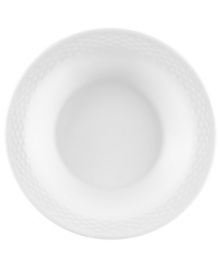 Nantucket Basket is a fine, all-white Wedgwood china dinnerware and dishes pattern with an embossed basket-weave pattern on the edges. Nantucket Basket is a fine, all-white Wedgwood china dinnerware and dishes pattern with an embossed basket-weave pattern on the edges.