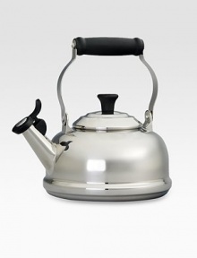 Add a touch of contemporary style to the stovetop with this elegant kettle crafted in polished stainless steel. Add a touch of contemporary style to the stovetop with this elegant kettle crafted in polished stainless steel.