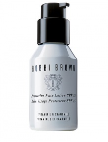 This lightweight, moisturizing lotion with SPF 15 hydrates as it helps protect against the damaging rays of the sun. Antioxidant Vitamin E aids in fighting skin-damaging free radicals; Chamomile calms and soothes. Formulated to absorb quickly, and leave skin smooth and prepared for even, long-lasting makeup application. Dermatologist-tested. 1.7 oz. This lightweight, moisturizing lotion with SPF 15 hydrates as it helps protect against the damaging rays of the sun. Antioxidant Vitamin E aids in fighting skin-damaging free radicals; Chamomile calms and soothes. Formulated to absorb quickly, and leave skin smooth and prepared for even, long-lasting makeup application. Dermatologist-tested. 1.7 oz.