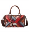 Boho girls, take note: Fossil's colorful layered chevron patchwork leather bag adds an art-chic note to your free-spirited look.