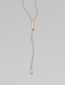A delicate design with a ball chain strand and a geometric engraved link in 18k gold. 18k goldLength, about 22Slip-on styleMade in Italy A delicate design with a ball chain strand and a geometric engraved link in 18k gold. 18k goldLength, about 22Slip-on styleMade in Italy