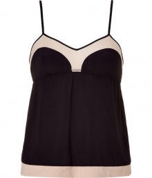 Whether youre looking to lounge in style or add some comfort to your evening look, this chic Philip Lim camisole slip top up the style factor - V-neck, empire waist, contrasting color block detailing at bust and bodice, adjustable straps, back hook and eye closure - Pair with a kimono and cashmere pants for at-home style or skinny jeans, a shawl neck cardigan, and booties for off-duty cool Whether youre looking to lounge in style or add some comfort to your evening look, this chic Philip Lim camisole slip top up the style factor - V-neck, empire waist, contrasting color block detailing at bust and bodice, adjustable straps, back hook and eye closure - Pair with a kimono and cashmere pants for at-home style or skinny jeans, a shawl neck cardigan, and booties for off-duty cool