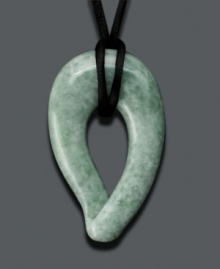 Smooth and serene, this marbled jade teardrop pendant (38-64 mm) inspires only good things. Necklace crafted from black silk cord. Approximate length: 24 inches. Approximate drop: 2-1/2 inches. Smooth and serene, this marbled jade teardrop pendant (38-64 mm) inspires only good things. Necklace crafted from black silk cord. Approximate length: 24 inches. Approximate drop: 2-1/2 inches.