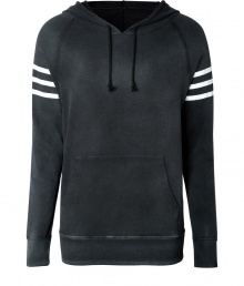 Must-have cotton pullover sweatshirt for your casual looks - Designed in classic shape with hood, drawstrings, long sleeves with cuffs and pouch pocket at front - Vintage look with a worn black wash - Features contrasting bars at arms for subtle sporty style - Great layering piece also works solo - Pair with jeans, athletic pants or shorts Must-have cotton pullover sweatshirt for your casual looks - Designed in classic shape with hood, drawstrings, long sleeves with cuffs and pouch pocket at front - Vintage look with a worn black wash - Features contrasting bars at arms for subtle sporty style - Great layering piece also works solo - Pair with jeans, athletic pants or shorts