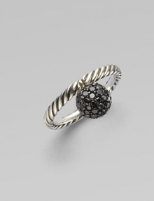 A bold dome of black pavé diamonds sits elegantly atop a signature twisted cable sterling silver band.Diamonds, 0.87 tcw Sterling silver Width, about ¼ Imported A bold dome of black pavé diamonds sits elegantly atop a signature twisted cable sterling silver band.Diamonds, 0.87 tcw Sterling silver Width, about ¼ Imported