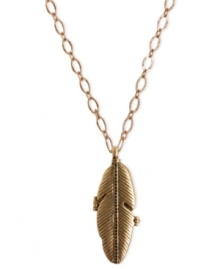 Feeling plucky? Soar to new heights of fashion with this locket necklace from Lucky Brand. It's crafted from gold-tone mixed metal and features turquoise accents. Item comes packaged in a signature Lucky Brand Box. Approximate length: 32 inches + 2-inch extender. Approximate drop: 2-3/4 inches. Feeling plucky? Soar to new heights of fashion with this locket necklace from Lucky Brand. It's crafted from gold-tone mixed metal and features turquoise accents. Item comes packaged in a signature Lucky Brand Box. Approximate length: 32 inches + 2-inch extender. Approximate drop: 2-3/4 inches.