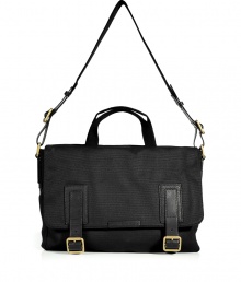 A cool choice for the office or busy days around town, Marc by Marc Jacobs messenger bag is as practical as it is chic - Front flap with buckled straps, double top handles, adjustable buckled crossbody strap, tonal leather trim, back pocket with press closure, top zip closure, inside zippered back wall pocket, two front wall slot pockets - Sling across for work, school or chic city weekends A cool choice for the office or busy days around town, Marc by Marc Jacobs messenger bag is as practical as it is chic - Front flap with buckled straps, double top handles, adjustable buckled crossbody strap, tonal leather trim, back pocket with press closure, top zip closure, inside zippered back wall pocket, two front wall slot pockets - Sling across for work, school or chic city weekends