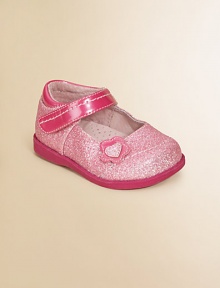 Classic Mary Janes get a sparkly update with pink glitter and an adjustable grip-tape ankle strap.Grip-tape ankle strapSparkly polyurethane upperLeather liningRubber soleImported Classic Mary Janes get a sparkly update with pink glitter and an adjustable grip-tape ankle strap.Grip-tape ankle strapSparkly polyurethane upperLeather liningRubber soleImported
