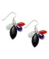 Spruce up your look. These brightly-colored cluster earrings feature red agate (4 mm), onyx (4 mm), green aventurine (2 mm) and amethyst (1/3 ct. t.w.) set in sterling silver. Approximate drop: 1-1/2 inches.