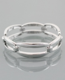 A gorgeous silver-plated stretch-link bracelet from AK Anne Klein, that goes with the everyday flow. Approximate diameter: 2-3/4 inches.