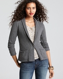 Polish your look with a luxe Aqua Cashmere blazer, boasting seam detail and a shawl collar that flows elegantly over everything from lacy tees to silk camis. Polish your look with a luxe Aqua Cashmere blazer, boasting seam detail and a shawl collar that flows elegantly over everything from lacy tees to silk camis.