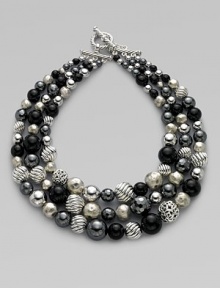 From the David Yurman Element Collection. Black onyx, hematite and sterling silver round beading in a triple row design.Black onyx & hematite Sterling silver Length, about 17½ Toggle closure Imported 