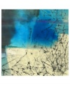 A colorful conversation starter, the Valley Lane art print combines vibrant blues and pale ivory under a web of black. Square gallery-wrapped canvas adds to the ultra-modern aesthetic. By Michelle Oppenheimer.