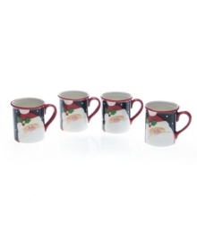 Nothing like a hot chocolate or hot cider to warm you up during the winter. Certified International's set of 4 Santa mugs will do the job with an extra dash of fun. Nothing like a hot chocolate or hot cider to warm you up during the winter. Certified International's set of 4 Santa mugs will do the job with an extra dash of fun.