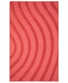 Abstract and absorbing, this rose-colored rug adds movement to any room. Playful, wavy lines reverberate against a warm red ground, resounding with personality in your home.