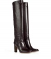 Bring luxe glamour to your workweek staples with these supple leather knee-high boots from LAutre Chose - Rounded toe, pull-on style, mid-length heel, knee-high - Style with a pencil skirt, a tie-neck blouse, and a tailored blazer