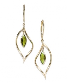 Take your look to the next level with the right amount of color. Marquise-cut peridot (1-3/4 ct. t.w.) adds the sparkle to these shining 14k gold earrings. Approximate drop: 1-3/4 inches. Take your look to the next level with the right amount of color. Marquise-cut peridot (1-3/4 ct. t.w.) adds the sparkle to these shining 14k gold earrings. Approximate drop: 1-3/4 inches.