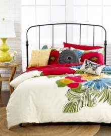 Secret garden. Appreciate the beauty of this Gypsy Garden duvet cover set as vibrantly colored blooms and leaves turn your room into a tropical oasis. Reverses to an allover blue diamond pattern.