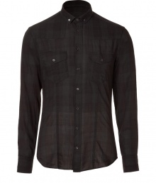 Bring downtown-approved style to your casual ensemble with this plaid button down from Neil Barrett - Button down collar, front button placket, two flap chest pockets, slim fit, curved hem, all-over plaid print - Pair with straight leg jeans, a blazer, and suede ankle boots Bring downtown-approved style to your casual ensemble with this plaid button down from Neil Barrett - Button down collar, front button placket, two flap chest pockets, slim fit, curved hem, all-over plaid print - Pair with straight leg jeans, a blazer, and suede ankle boots