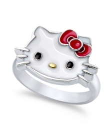 Cute with a touch of class. Hello Kitty's sterling silver band features the face of the iconic character in enamel for a whimsical touch. Size 7. Cute with a touch of class. Hello Kitty's sterling silver band features the face of the iconic character in enamel for a whimsical touch. Size 7.