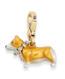 Your new best friend. Juicy Couture's charm presents the perfect pup with shining epoxy, crystal accents and clasp closure. Crafted in gold tone mixed metal. Approximate drop: 2 inches.