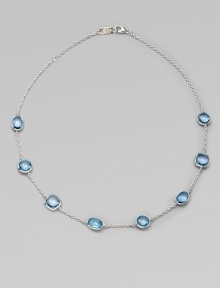 From the Scultura Collection. The pretty pastel shade of blue topaz shines through in silver-framed cabochon shapes spaced along a delicate chain.Blue topazSterling silverLength, about 18Lobster claspImported From the Scultura Collection. The pretty pastel shade of blue topaz shines through in silver-framed cabochon shapes spaced along a delicate chain.Blue topazSterling silverLength, about 18Lobster claspImported