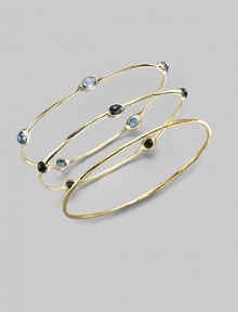 Five faceted blue topaz stones are sprinkled along a slender bangle of 18k gold. Blue topaz 18k yellow gold Diameter, about 2¾ Imported Please note: Bracelets sold separately. Five faceted blue topaz stones are sprinkled along a slender bangle of 18k gold. Blue topaz 18k yellow gold Diameter, about 2¾ Imported Please note: Bracelets sold separately.