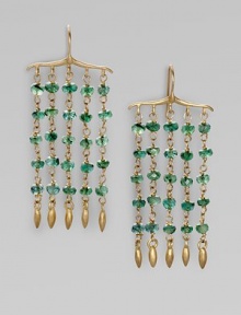 Faceted emerald beaded fringe with marquise drops along the ends.Emerald 14K gold 10K gold Length, about 1½ Width, about ¾ French earwires Imported 