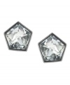 Five-sided stunners. Vince Camuto's pretty stud earrings feature faceted clear glass crystal set in rhodium-plated mixed metal. Approximate diameter: 1/2 inch.
