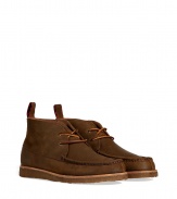 Preppy and eternally cool, Polo Ralph Laurens oiled suede chukka boots are a classic-chic staple must for your timeless footwear wardrobe - Moccasin stitched round toe, leather laces, back pull tab with striped trim, logo at heel, leather welt, natural gum sole - Ankle height - Wear with slim fit trousers, button-downs and cashmere knits