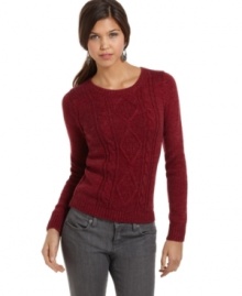 Cable knit classics are always in style! Pair this fitted sweater from JJ Basics with your fave jeans for a casually-cool, daytime outfit. Cable knit classics are always in style! Pair this fitted sweater from JJ Basics with your fave jeans for a casually-cool, daytime outfit.