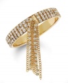 Dramatic by design. INC International Concepts' red carpet-worthy bangle combines 12k gold-plated mixed metal with sparkling rows and cup chains of rhinestones. Approximate diameter: 2-1/2 inches.