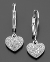 Cute hearts glisten with love on these Eliot Danori earrings featuring round-cut crystal accents set in rhodium-plated mixed metal. Approximate drop: 3/4 inch.