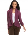 Charter Club's easy petite cardigan features a draped open front and textured knit for a cozy look and feel.