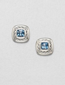 From the Cable Classic Collection. A stunning center stone of faceted blue topaz surrounded with sterling silver in an iconic cable design. Blue topazSterling silverSize, about .19Post backImported From the Cable Classic Collection. A stunning center stone of faceted blue topaz surrounded with sterling silver in an iconic cable design. Blue topazSterling silverSize, about .19Post backImported