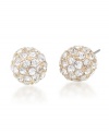 Well rounded. Ball-shaped stud earrings may be a fashion staple, but Carolee's version is enhanced by glittering glass accents. Crafted in gold tone mixed metal, they'll add subtle sparkle to your style. Approximate diameter: 1/4 inch.