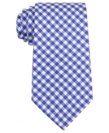 A necktie guaranteed to cheer up even the most staid suit, in bright gingham silk from Tommy Hilfiger. A necktie guaranteed to cheer up even the most staid suit, in bright gingham silk from Tommy Hilfiger.