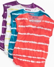 With tie-dye-inspired stripes, this dolman-sleeve top from Epic Threads is the perfect style to catch the sun from summer into fall. With tie-dye-inspired stripes, this dolman-sleeve top from Epic Threads is the perfect style to catch the sun from summer into fall.