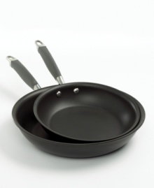 The star of any working kitchen, the skillet is a chef's go-to piece of cookware. These two nonstick fry pans are perfect for virtually every task, crafted of heavy gauge, hard-anodized aluminum that heats evenly and leaves no stubborn hot spots. Limited lifetime warranty. The star of any working kitchen, the skillet is a chef's go-to piece of cookware. These two nonstick fry pans are perfect for virtually every task, crafted of heavy gauge, hard-anodized aluminum that heats evenly and leaves no stubborn hot spots. Limited lifetime warranty.