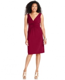 Strategically-placed ruching gives NY Collection's petite jersey dress a fabulously flattering look! Try it with sandals for effortless summertime chic. (Clearance) Strategically-placed ruching gives NY Collection's petite jersey dress a fabulously flattering look! Try it with sandals for effortless summertime chic. (Clearance)