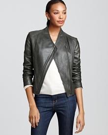 Bring edge to your off-duty looks with this asymmetrical tumbled leather jacket from Marc New York. Team with your favorite tee and denim for effortless chic. Bring edge to your off-duty looks with this asymmetrical tumbled leather jacket from Marc New York. Team with your favorite tee and denim for effortless chic.