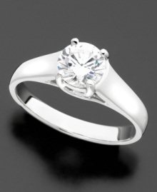 Melt her heart with stunning sparkle: a round-cut diamond solitaire (1 ct. t.w.) set in platinum makes for ring perfection. Melt her heart with stunning sparkle: a round-cut diamond solitaire (1 ct. t.w.) set in platinum makes for ring perfection.