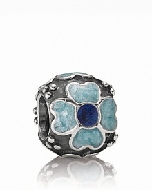 Shiny colored enamel and oxidized sterling silver come together in a beautiful daisy charm from PANDORA.