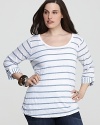 The magic is in the mix of stripes on this Splendid shirt, designed in super-soft chambray and finished with roll-tab cuffs.